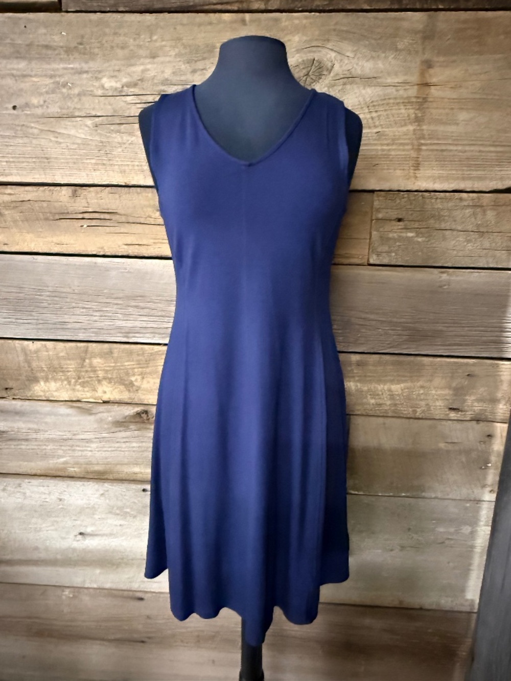 Eileen Fischer Sleeveless knit dress, Navy, size small